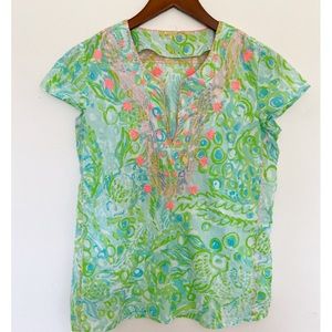 Lilly Pulitzer Sea Breeze Tunic in Pool Blue